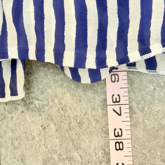 Oliphant Tuckernuck Tiered Dress Size Small Blue Stripe Sleeveless Silk Blend - Picture 9 of 10